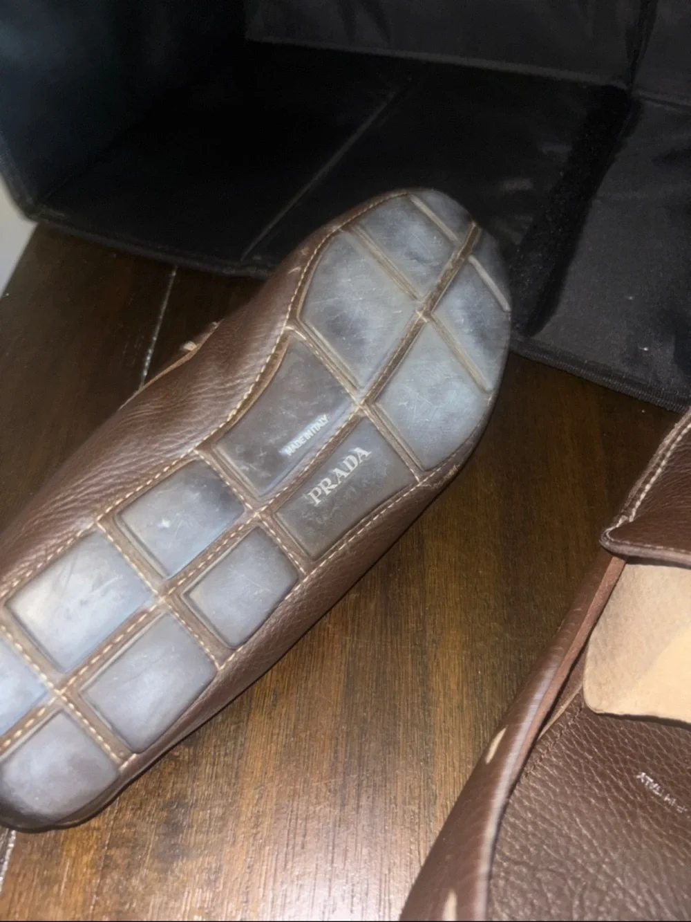 Prada Men's Brown Leather Slip-On Loafers